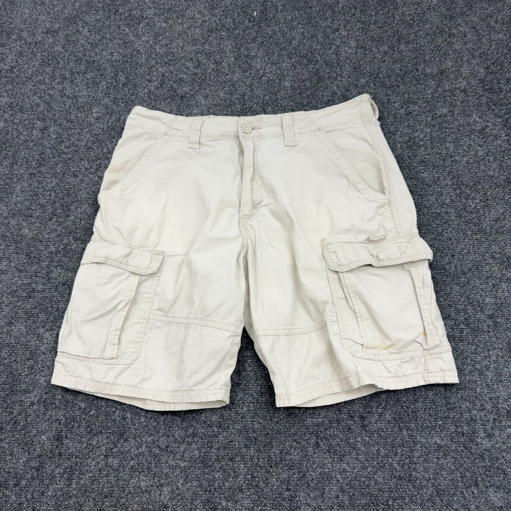 Wrangler Cargo Shorts Mens 34 Khaki Cotton Spandex Outdoor Gorpcore Casual